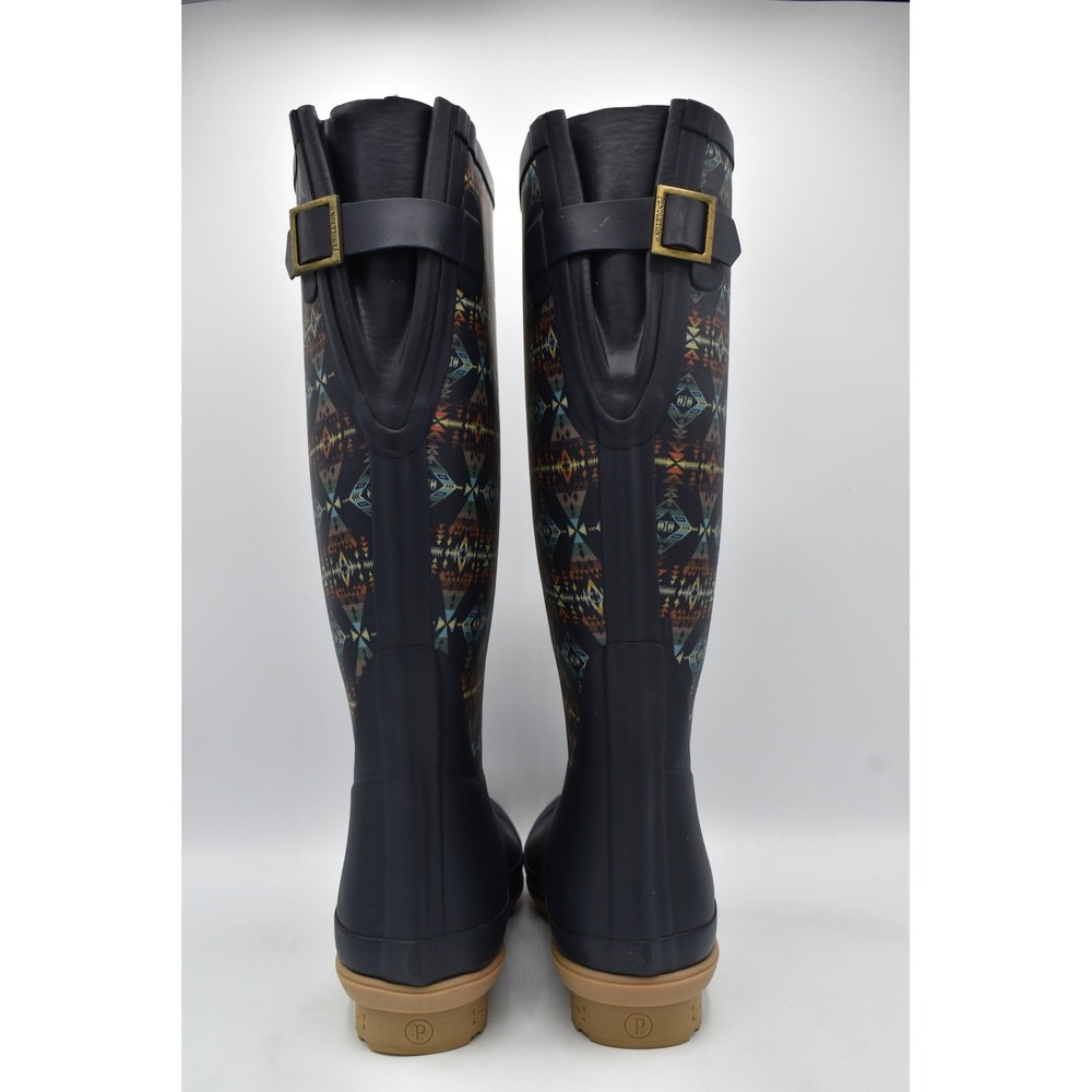 Pendleton Women Size 8 Diamond Peak Navy Harding Geometric Tall Rain Boots Shoes - Picture 4 of 8